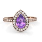 Amethyst Tear Drop Halo Engagement Ring