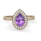 Amethyst Tear Drop Halo Engagement Ring
