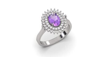 Vintage Amethyst Double Halo Engagement Ring