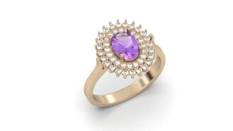 Vintage Amethyst Double Halo Engagement Ring